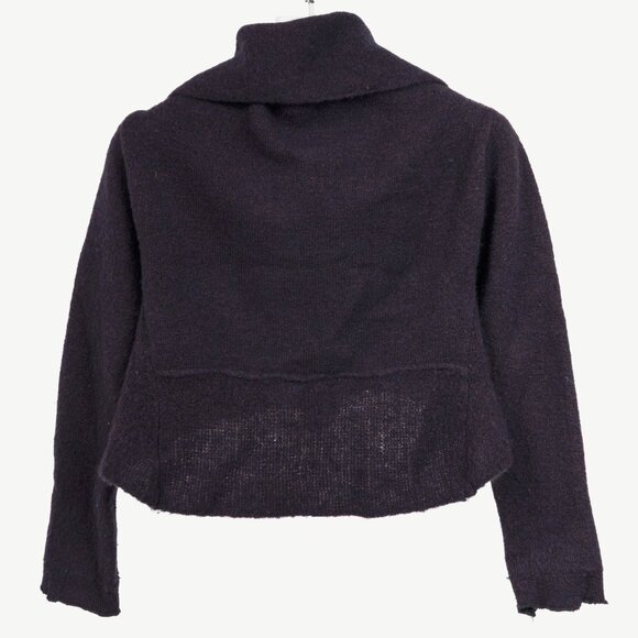 Sarah Pacini Purple Wool-Blend Knit Cowl-Neck Cropped Sweater - Picture 2 of 9